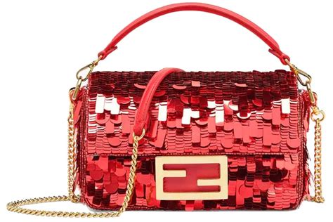 red sequin fendi baguette|fendi baguette monogram.